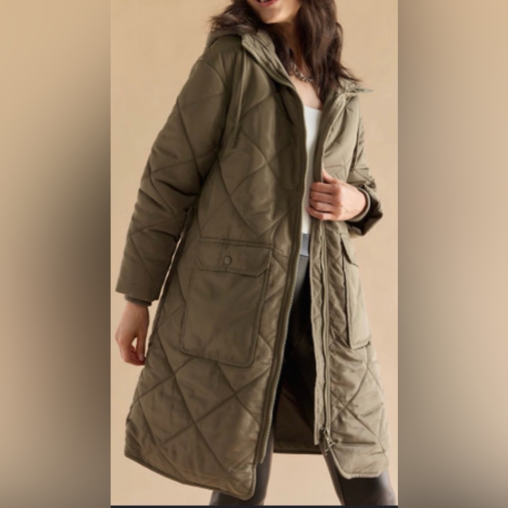 ISO-Francesca’s Gena Quilt Pattern Olive Jacket
